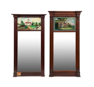 TWO 19TH C. FEDERAL REVERSE PAINTED MIRRORS