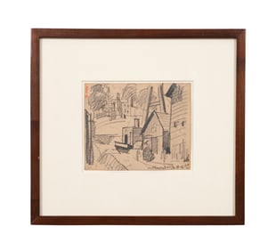 OSCAR BLUEMNER, DRAWING 'PASSAIC RIVER, NJ' 1916