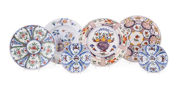 6 PIECES OF ENGLISH/DUTCH TABLEWARE, 18TH C.