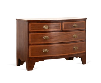 19TH C. AMERICAN SHERATON BOWFRONT CHEST