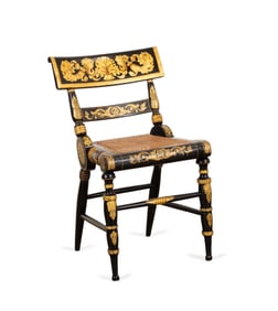 BALTIMORE BLACK & GILT FANCY SIDE CHAIR, C. 1820