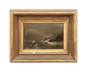 ARTHUR CUMMING L. 19TH C. STORMY SEAS OIL