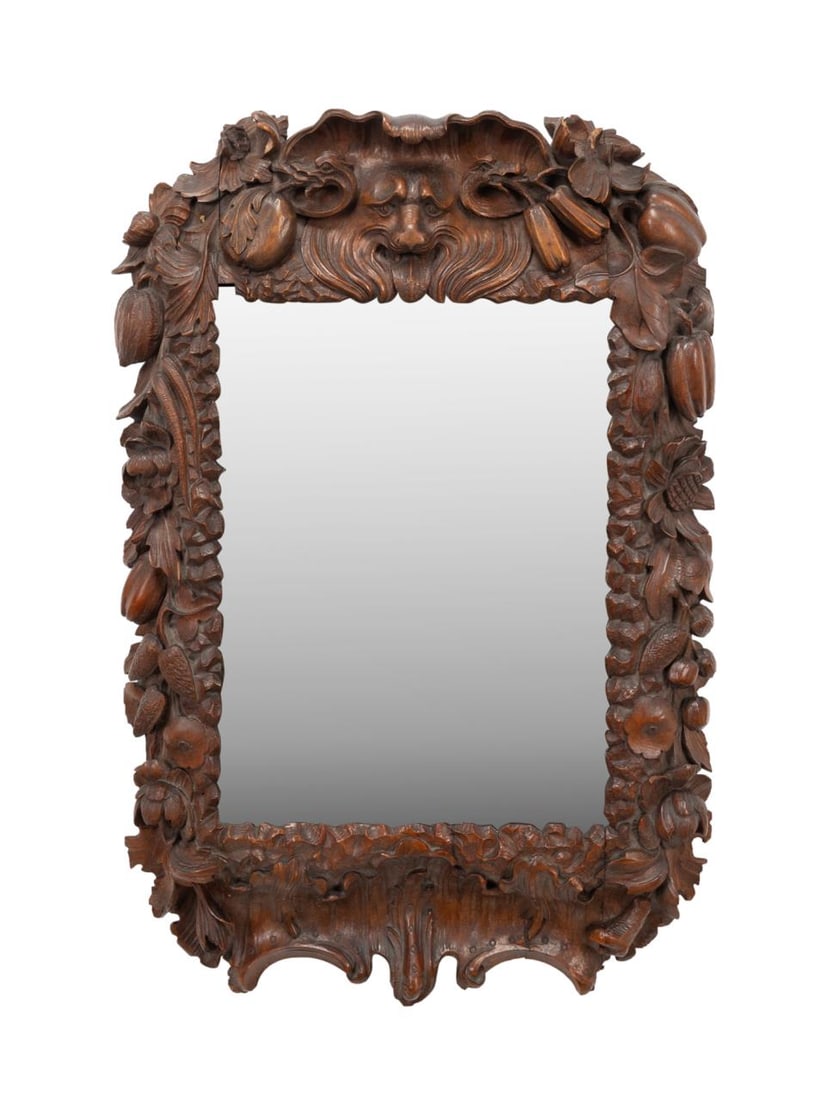 CARVED WALNUT MIRROR, MANNER GRINLING GIBBONS (1 of 3)