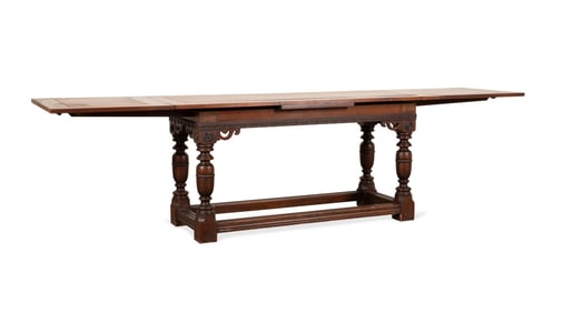 JACOBEAN REVIVAL EXTENDING LIBRARY TABLE