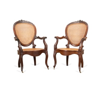PAIR OF 19TH C. ROCOCO REVIVAL CANED CHAIRS