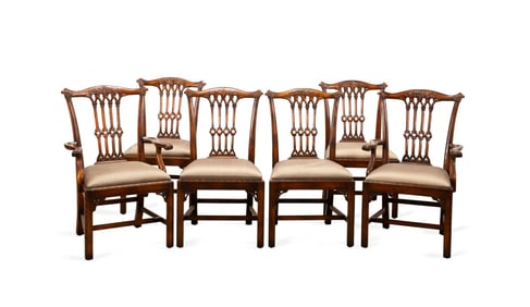 SET OF SIX CHIPPENDALE STYLE MAHOGANY CHAIRS