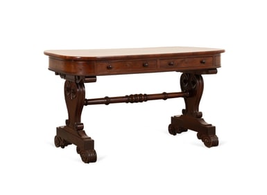 19TH C. GEORGE IV MAHOGANY LIBRARY TABLE