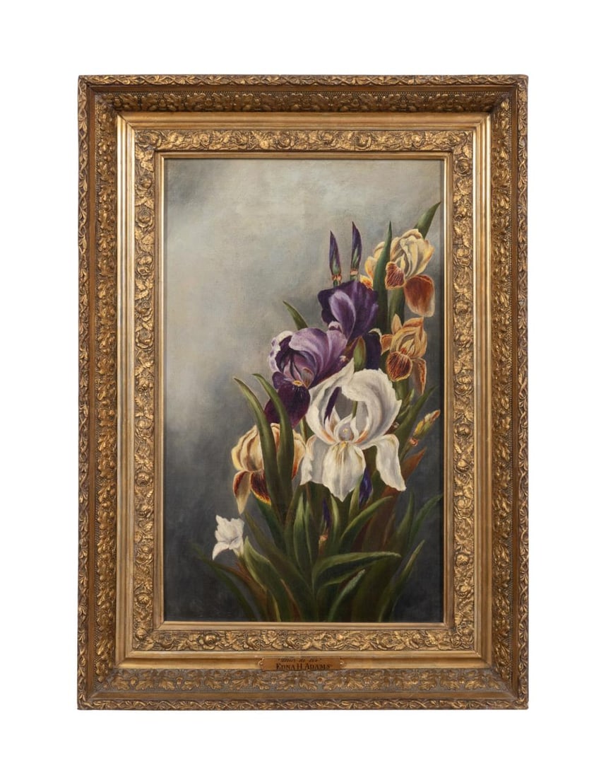 AMERICAN SCHOOL, 'FLEUR DE LIS' STILL LIFE, OIL (1 of 6)