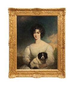 19THC. OIL PORTRAIT OF A LADY, CIR. M.S. CARPENTER