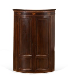 MAHOGANY BOWFRONT HANGING CORNER CUPBOARD
