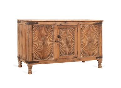 ANGLO INDIAN IRON BOUND SUNBURST CREDENZA