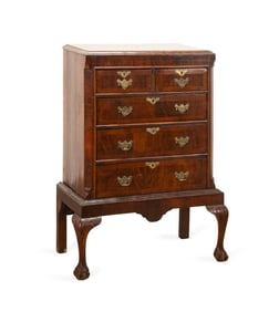 19TH C. GEORGIAN STYLE WALNUT CHEST ON STAND