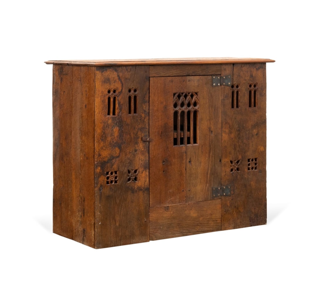 ENGLISH GOTHIC STYLE OAK CUPBOARD (1 of 7)