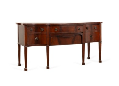 19TH C. HEPPLEWHITE MAHOGANY SERPENTINE SIDEBOARD