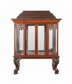 LARGE VICTORIAN CARVED LEG GLASS DISPLAY CASE