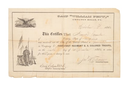 CIVIL WAR COLORED TROOPS MUSTERING DOCUMENT 1864