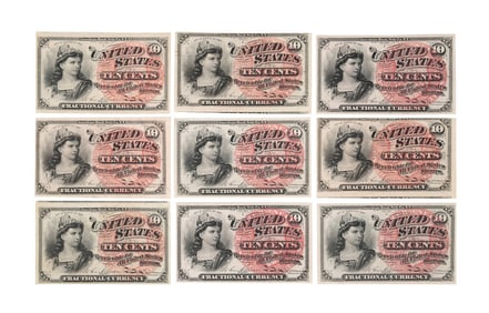 9 US FRACTIONAL CURRENCY NOTES FR-1258