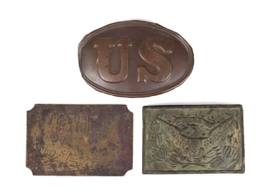 U.S. CIVIL WAR BUCKLES AND HOSPITAL DEPT PLATE