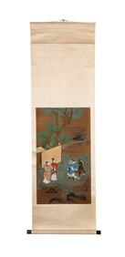 CHINESE 'THREE FOLK HEROES' SCROLL PAINTING