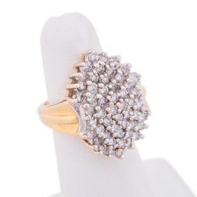 VINTAGE DIAMOND 14K YELLOW GOLD CLUSTER RING