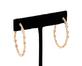 MICHAEL ARAM DIAMOND 18K YELLOW GOLD HOOPS