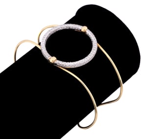 DIAMOND TWO TONE 18K YG & WG WIRE BRACELET