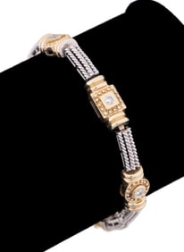 14K TWO TONE GOLD & DIAMOND BRACELET
