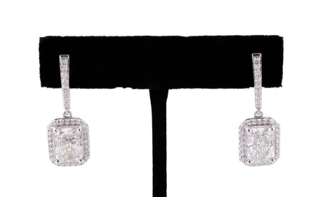 14K WG LAB GROWN DIAMOND DROP EARRINGS