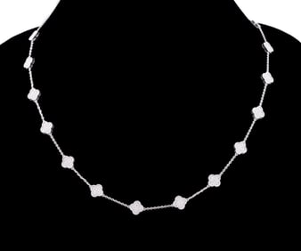 14K WG DIAMOND QUATRAFOIL NECKLACE