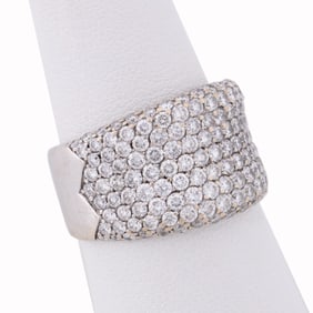 4CTW 18K WG DIAMOND PAVE WIDE BAND RING