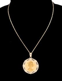 1994 ISLE OF MAN 1/2 OZ COIN PENDANT & NECKLACE
