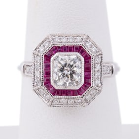 DIAMOND & RUBY RING IN PLATINUM