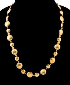 ARTISANAL 20K YG HAMMERED DISC NECKLACE