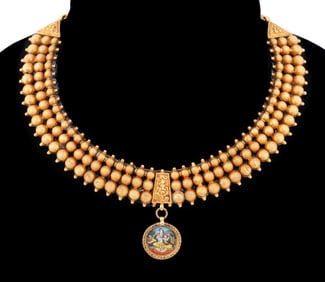 SRI LANKAN 21K YELLOW GOLD TEMPLE COLLAR NECKLACE