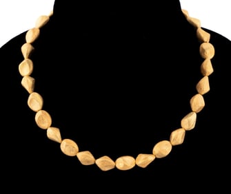 ARTISANAL TEXTURED MATTE 18K YG BEAD NECKLACE
