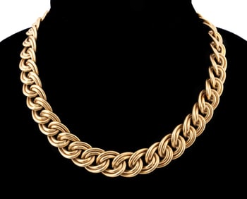 GORE & ZUCCHI 18K YG DOUBLE LINK NECKLACE