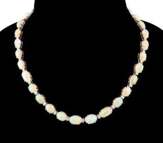 OPAL AND DIAMOND 18K WG NECKLACE