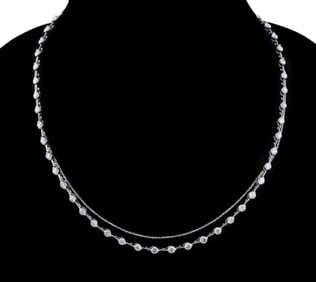 LAYERED DIAMOND PLATINUM CHAIN NECKLACE