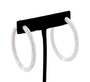 14K WG DIAMOND HOOP EARRINGS