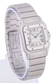 CARTIER 'SANTOS' STAINLESS WRIST WATCH, W/ BOXES