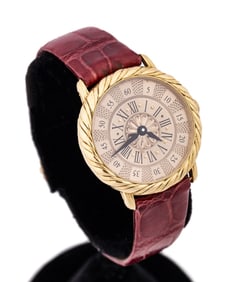 BUCCELLATI 18K 'AUDACHRON' WATCH W/ ALLIGATOR BAND