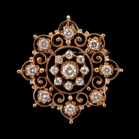 1.25 CTW DIAMOND SUNBURST BROOCH PENDANT