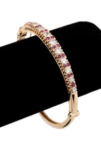 2 CTW DIAMOND AND RUBY 14K YG BANGLE BRACELET