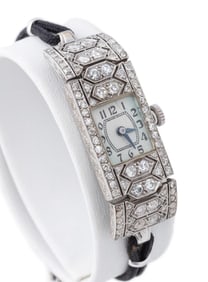 DIAMOND AND PLATINUM ART DECO WATCH