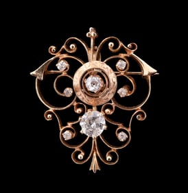 DIAMOND NEOCLASSICAL STYLE 14K YG PIN / PENDANT