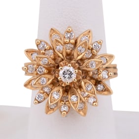 FLORAL DIAMOND COCKTAIL RING SET IN 14K YG