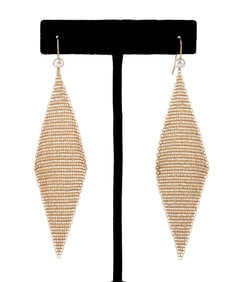 PEARL & 18K YG MESH EARRINGS, ELSA PERETTI STYLE