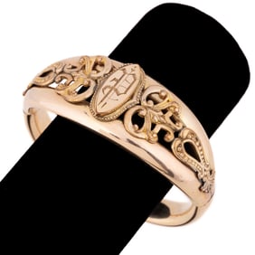 1930S VICTORIAN 14K YG FILLED HINGE BRACELET