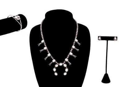 4PC NATIVE AMERICAN MOP STERLING JEWELRY SET