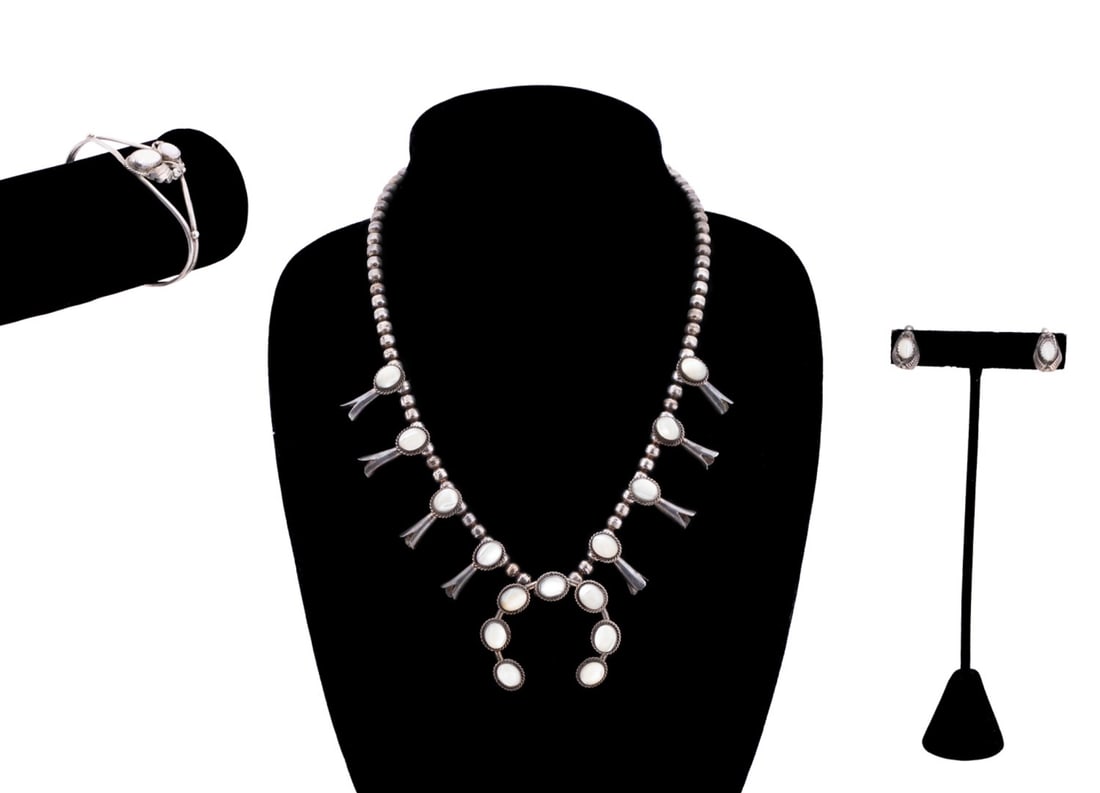 4PC NATIVE AMERICAN MOP STERLING JEWELRY SET (1 of 16)
